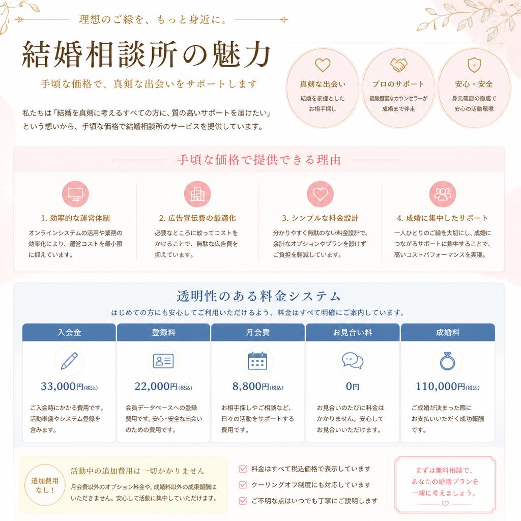 2. 安心・低価格の結婚相談所とは？