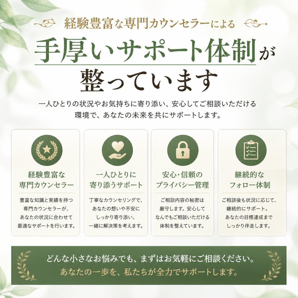 5. 専門カウンセラーがしっかりサポート！