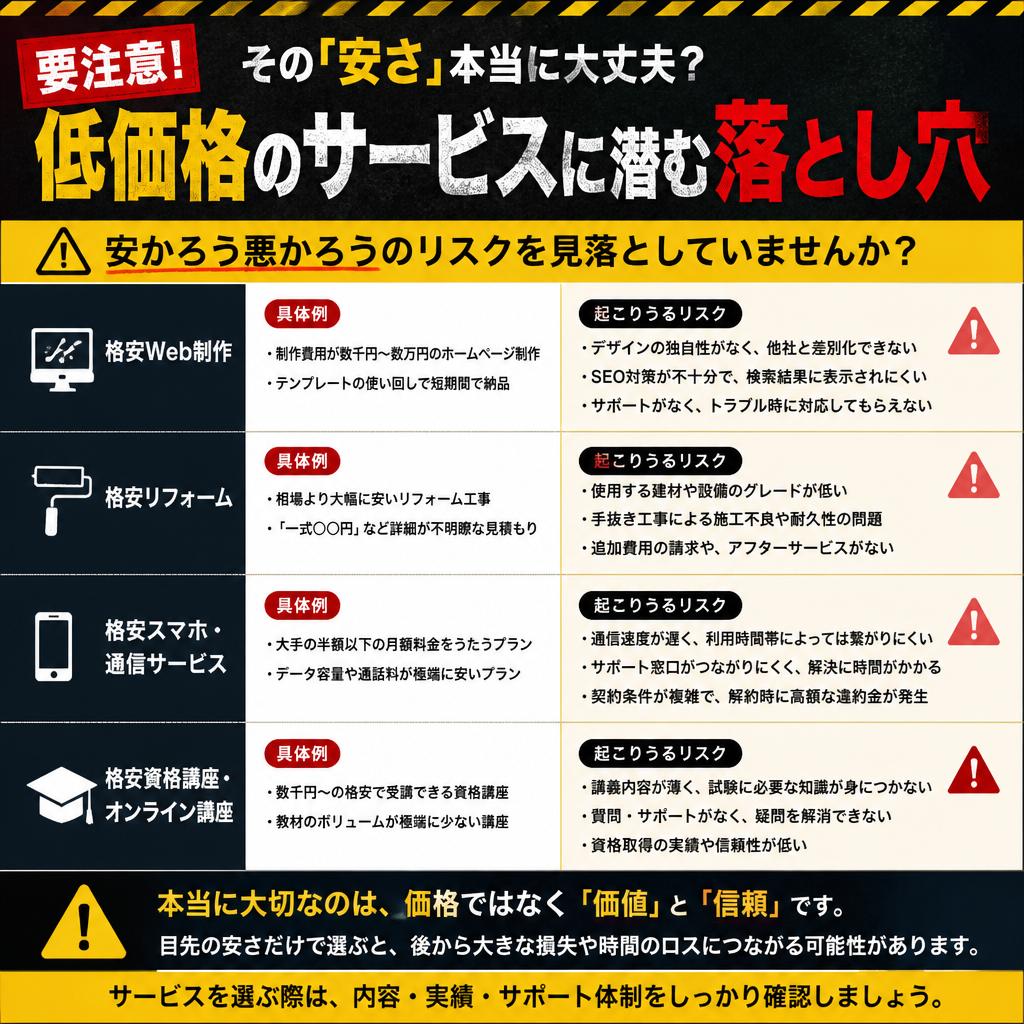 安さだけで選ぶとこうなる！