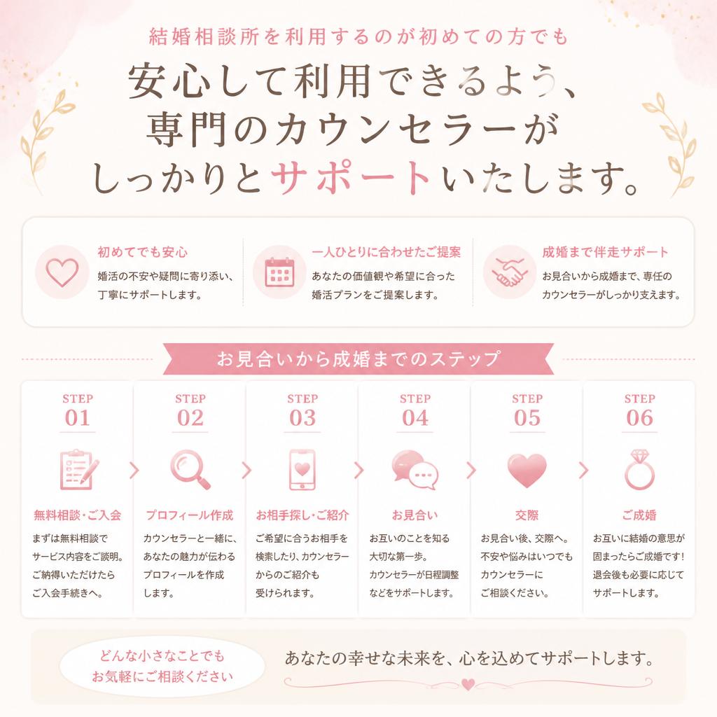 初めての結婚相談所、安心のサポート体制